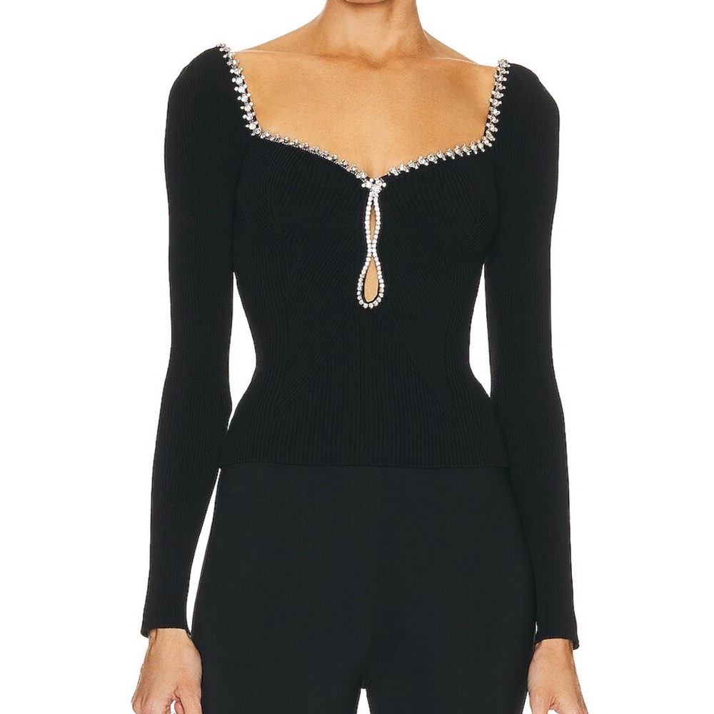 Self Portrait Knit Diamante Top